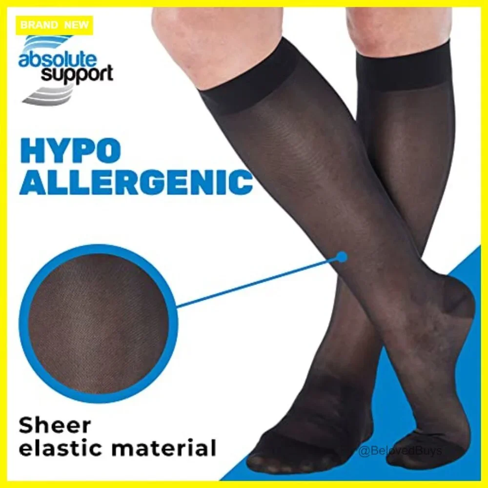 Women's Compression Socks 15-20mmHg Knee High Sheer 3 Pairs Large - Picture 3 of 6